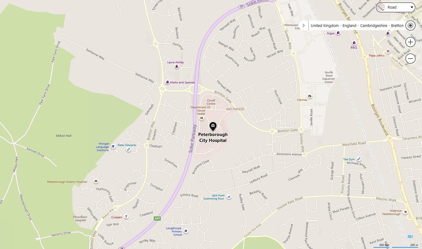 Peterborough City Hospital Map Of Site